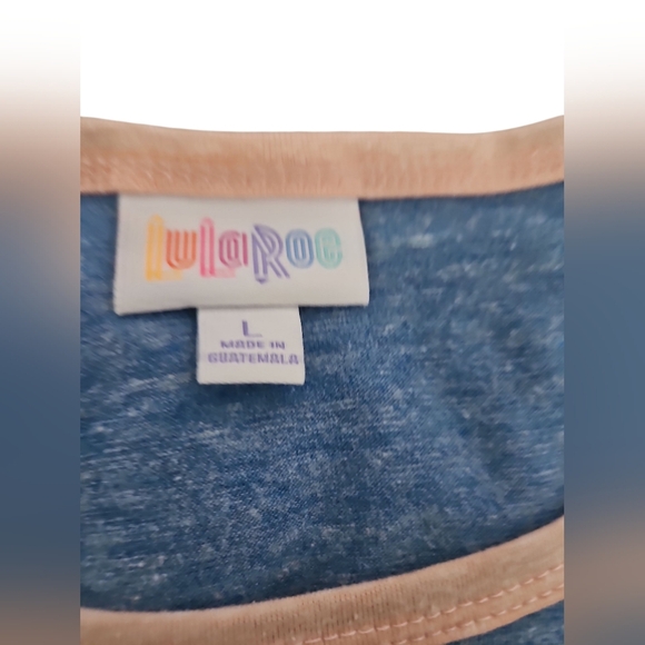 LuLaRoe Julia Blue and Peach Dress. - Picture 3 of 3